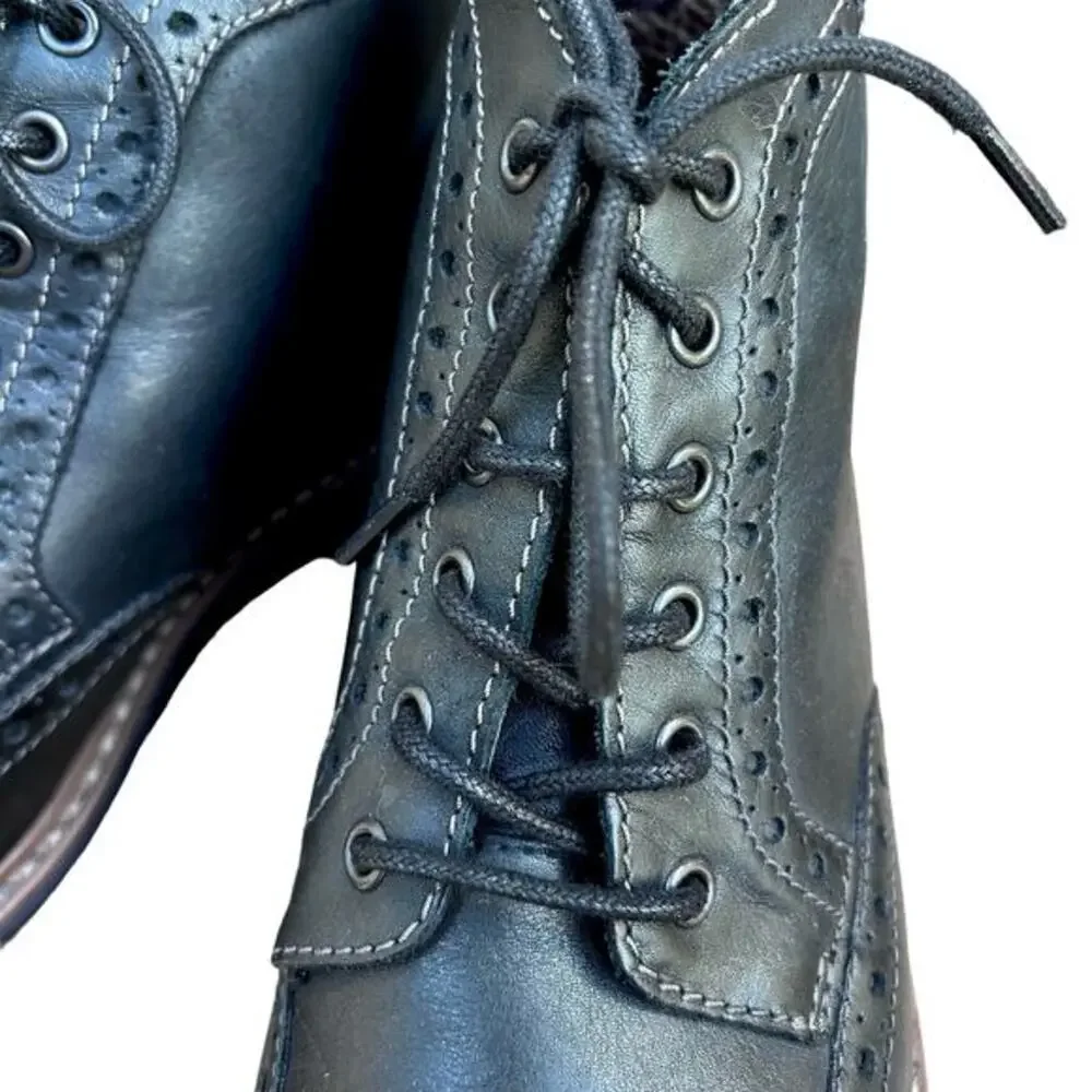Bostonian men's boots size 7.5 oxford brogues black leather academia preppy grip